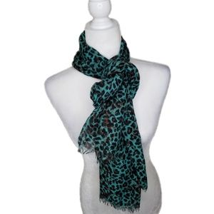 Turquoise Cheetah Print Scarf